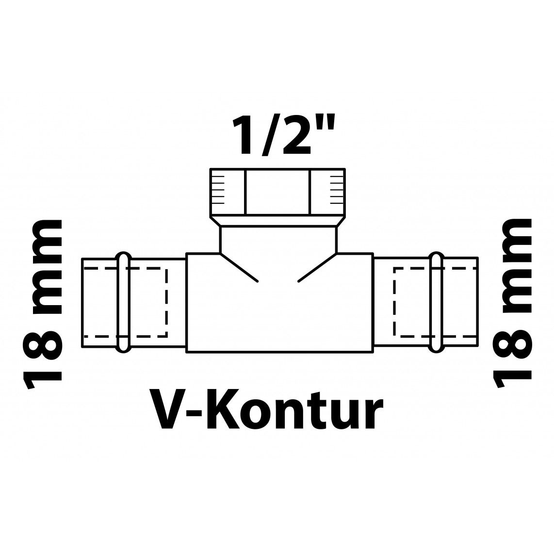 988625354 BR T-stuk, blanco, 18 mm x 1/2"BI x 18 mm, 2 mofen, (P4130g) vue 2