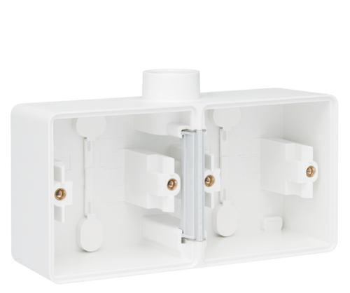 Boîte en saillie double horizontal étanche aux projections d'eau avec une entrée M20 pour deux fonctions, couleur blanc