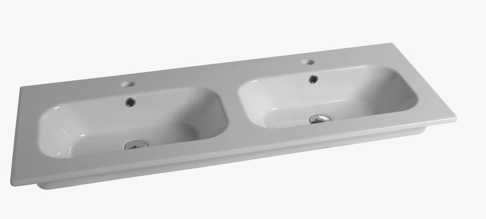 Van Marcke Cettina Twin Tablette Porcelain Avec 2LAVABOS 1210×465×170MM Blanc