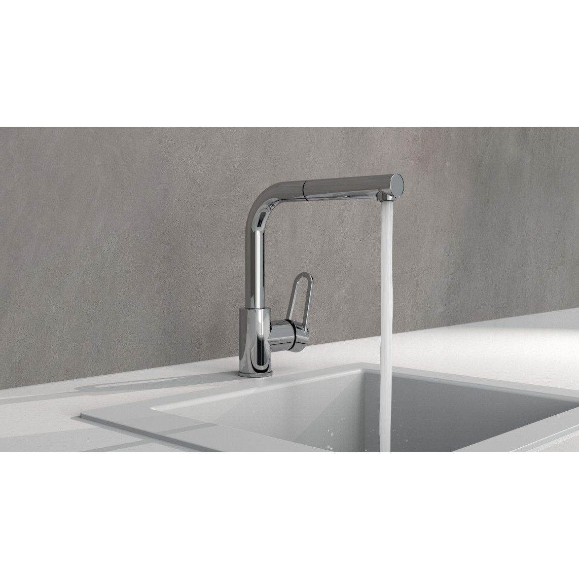 26230 DESIGN RING Keukenkraan, chroom, met uittrekbare uitloop vue 7