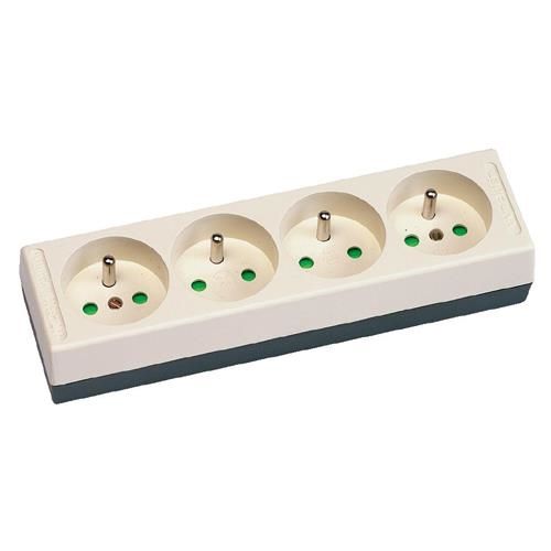Bloc multiprise 4 x prises 2 pôles + T 16A - sans câble - Noir