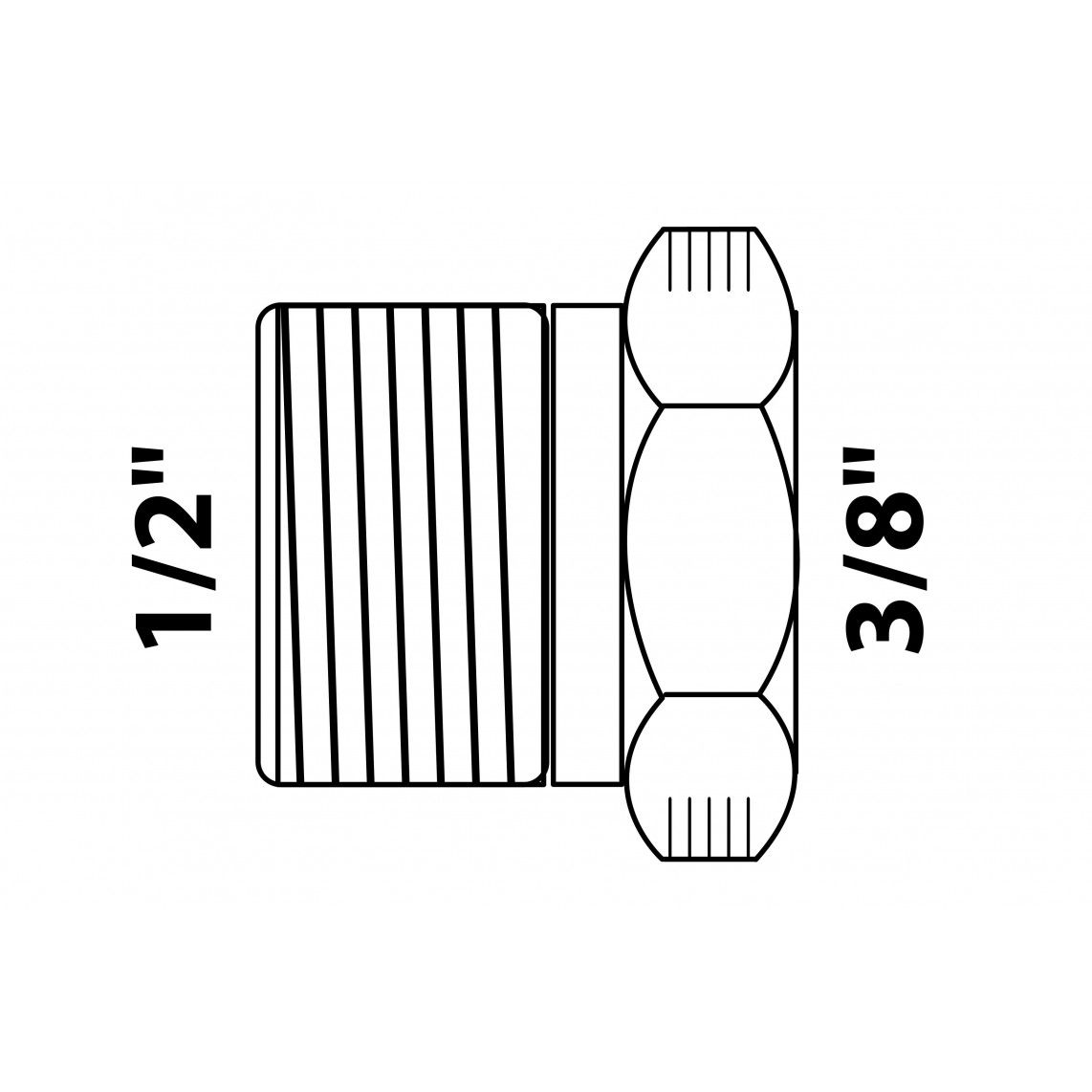 989331355 Reducer piece, brass, 1/2" male x 3/8" female vue 2