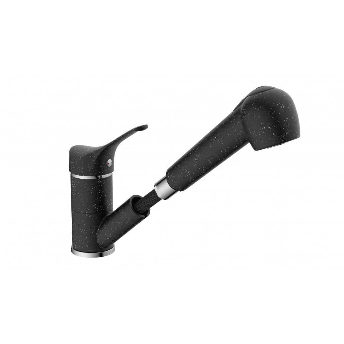 NI183SMCR-LP GRANIT Sink mixer low pressure, granite black/chrome, with pull-out sprayer vue 4