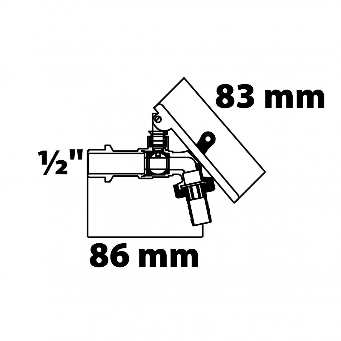 986188155 MS kogelkraan, vernikkeld, 1/2"BU x 3/4"BU x 1/2" T, Afsluitbaar vue 2