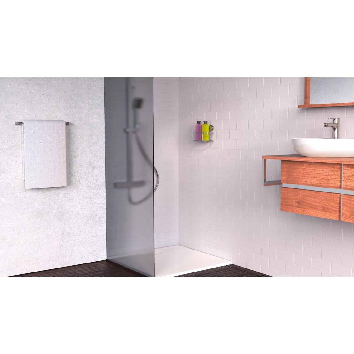 BA0202 Douche wandplanchet, chroom, om te lijmen of schroeven vue 4