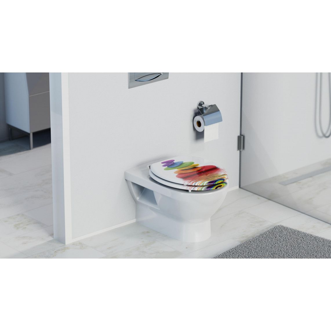 80120 MDF Toilet seat COLORFUL STONES, with soft close vue 10