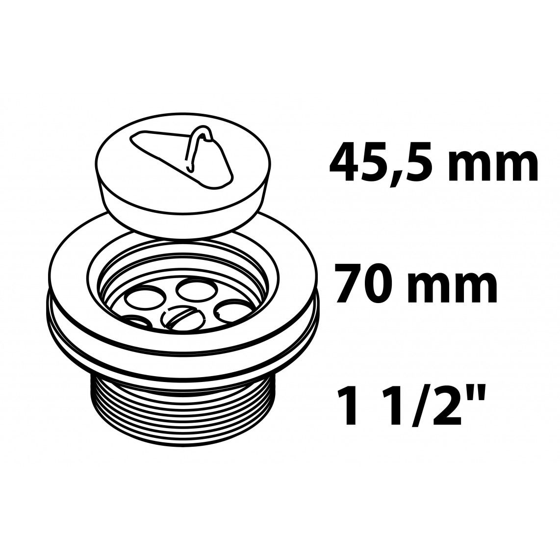 98835148 KS afvoerwaste, 1 1/2"BU x 70 mm, ontruimingskelk met afvoer plug 45,5 mm vue 2
