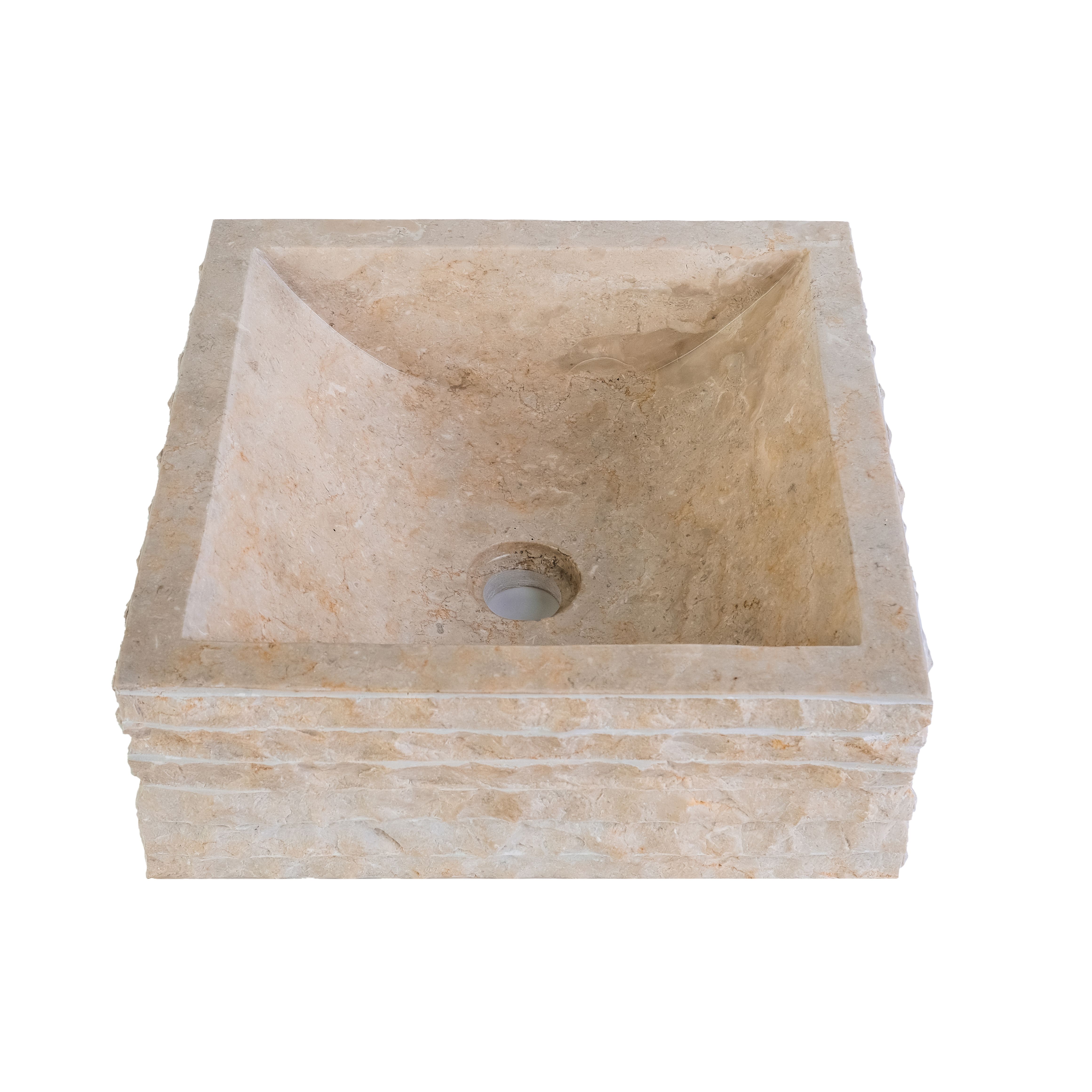 VASQUE CARRÉ ALUR EN FORME DE TUBE - CRÈME 40X40X15CM vue 3