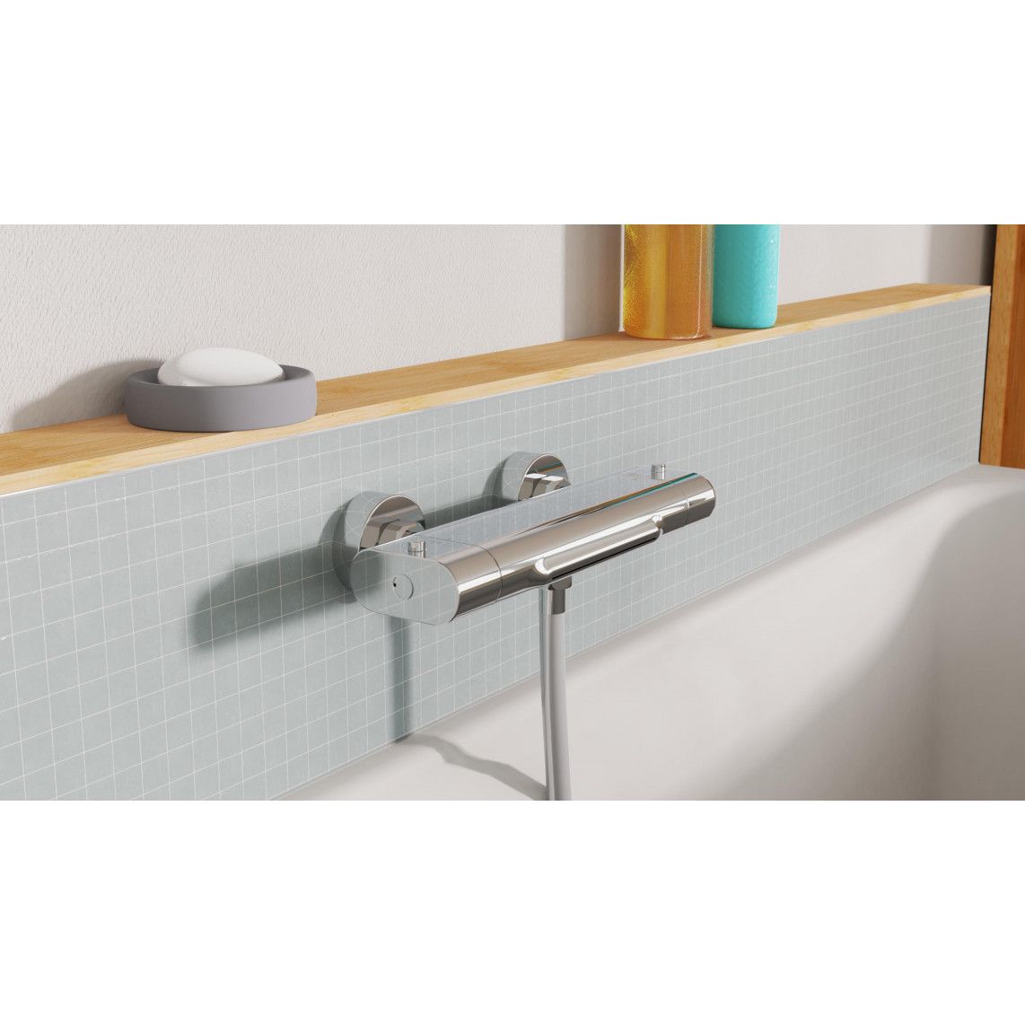 1330090 CARNEO Bathtub mixer, chrome, with waterfall spout vue 2