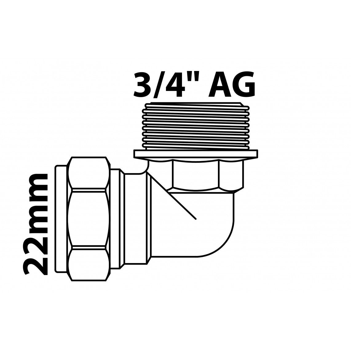 989452417 MS knie 90°, blanco, 22 mm x 3/4"BU, knelfitting voor koperen buis vue 5