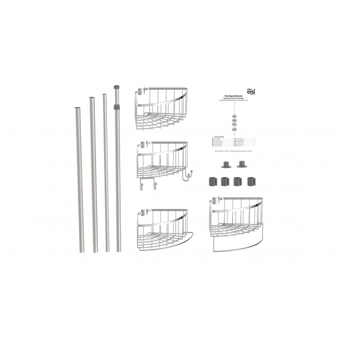 BA0920 Telescopic corner shelf, chrome vue 5