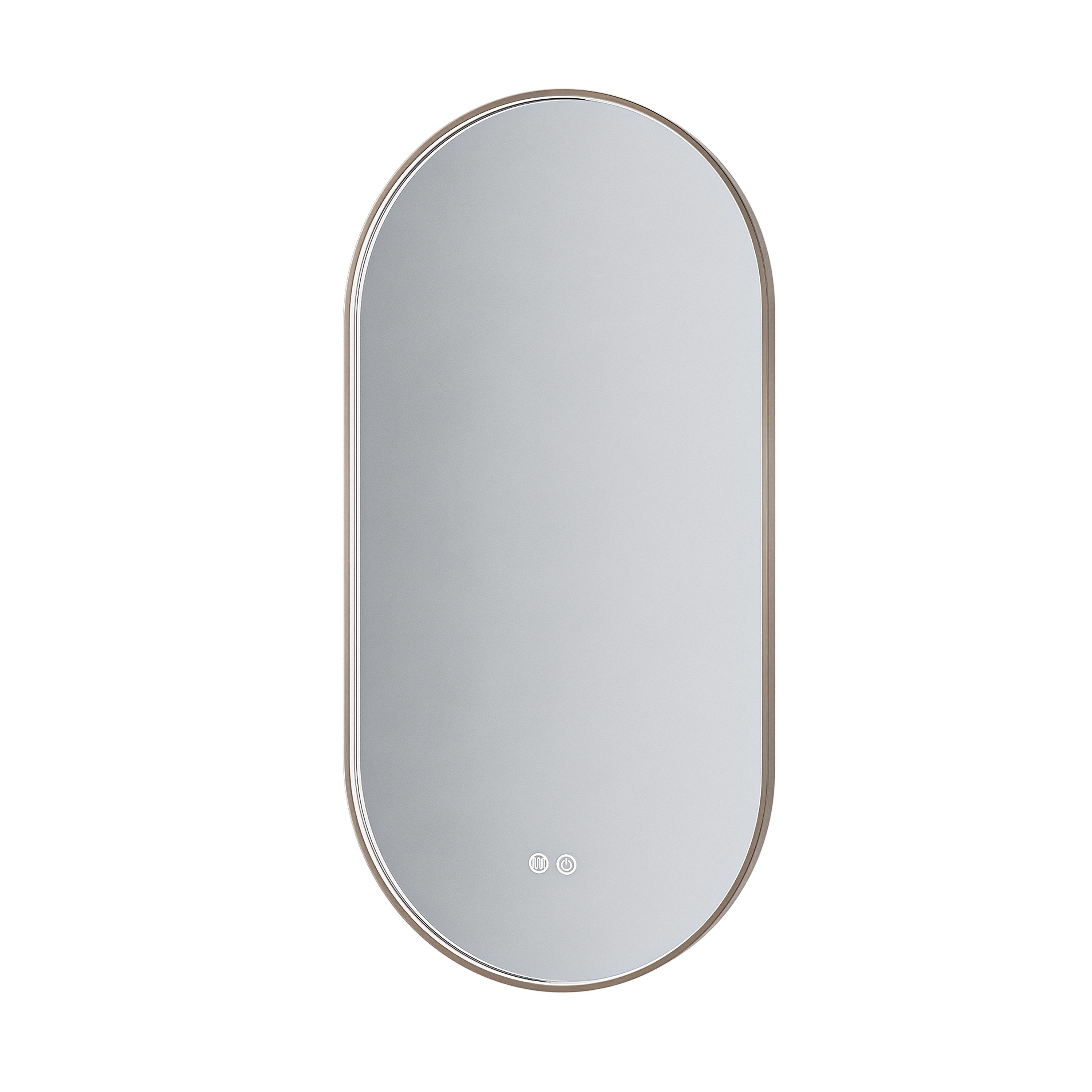ALONI AVALO MIROIR - AVEC ÉCLAIRAGE LED - OVALE - AVEC CADRE - ANTI-BUÉE - TEMPÉRATURE DE COULEUR LED 3000-6000K - DIMMABLE - 50X100CM - BRUN BRONZE BROSSÉ vue 2