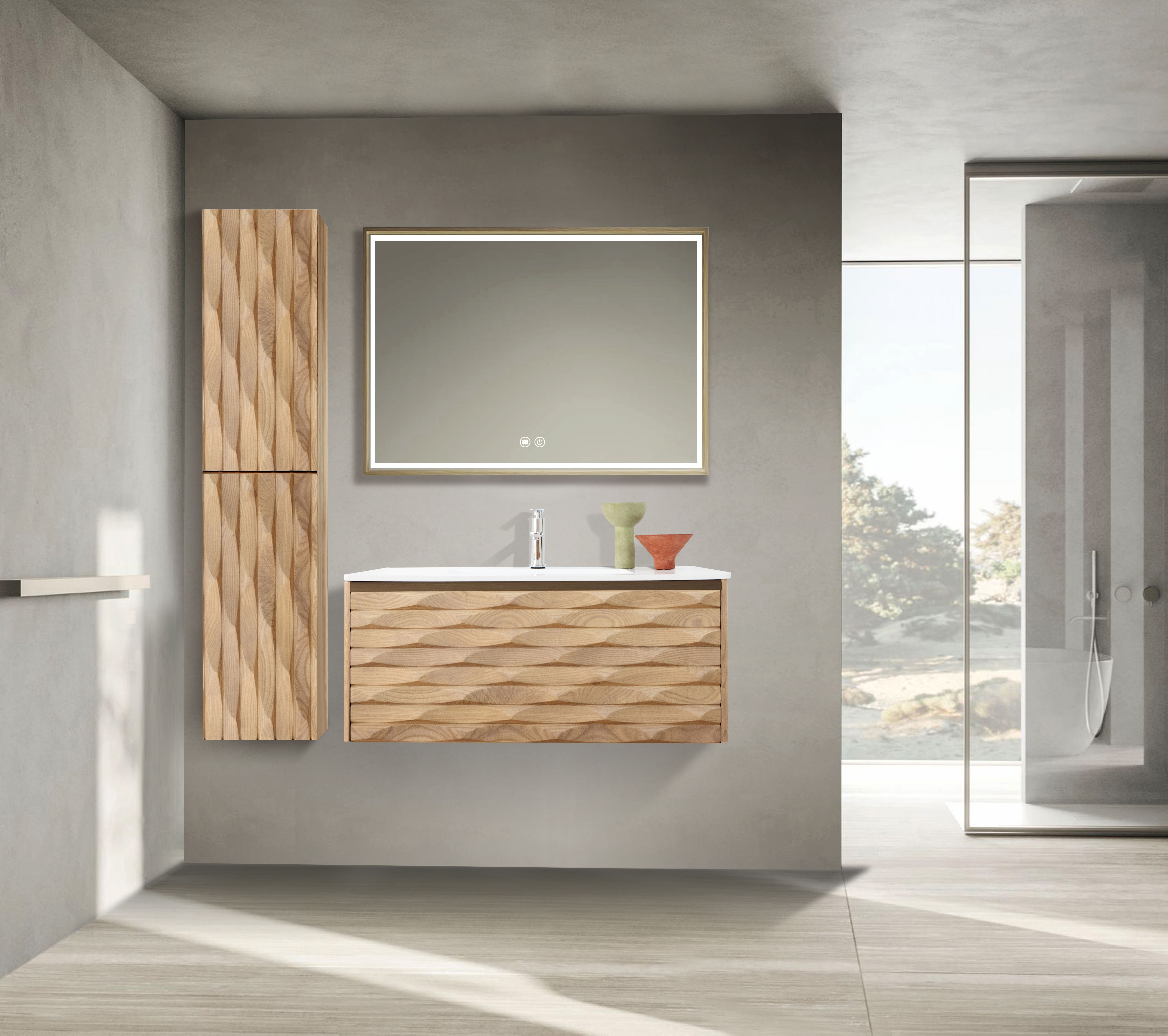 Magnolia Meuble Sous-vasque - 1 Tiroir - Sans Poignée - Soft Close – 79×40×52 CM - Chêne Clair