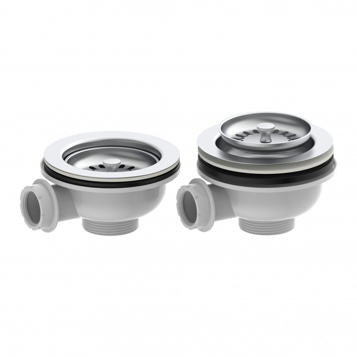 98835340 KS korfventiel, 1 1/2"BU, RVS ontruimingskelk & zeef Ø114 mm, met 1" overloop aansluiting vue 8