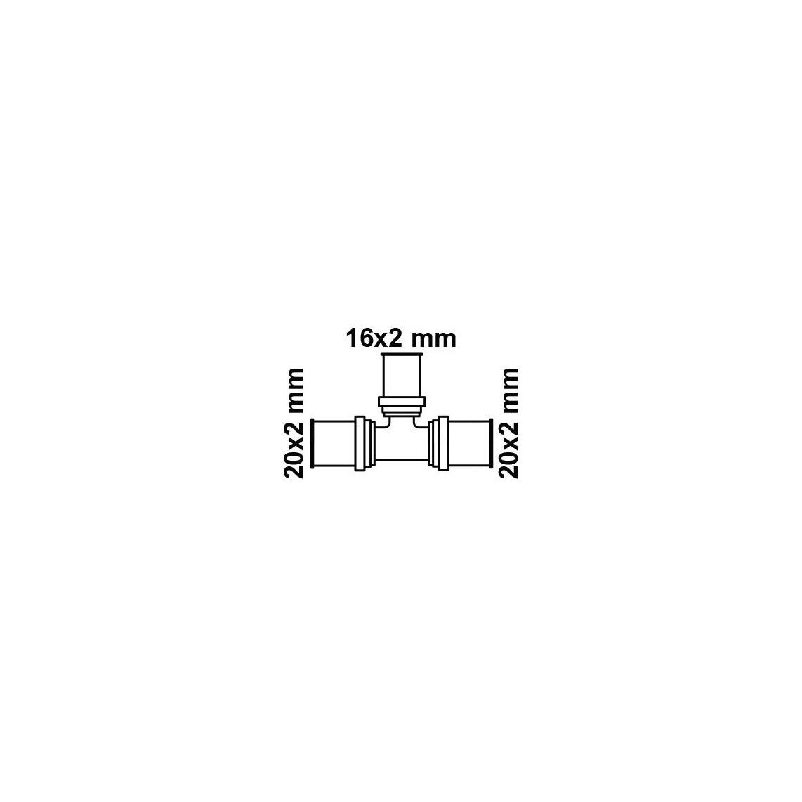 988718155 Tee reducer, brass, 20 mm x 16 mm x 20 mm, press fitting for multilayer pipe vue 2