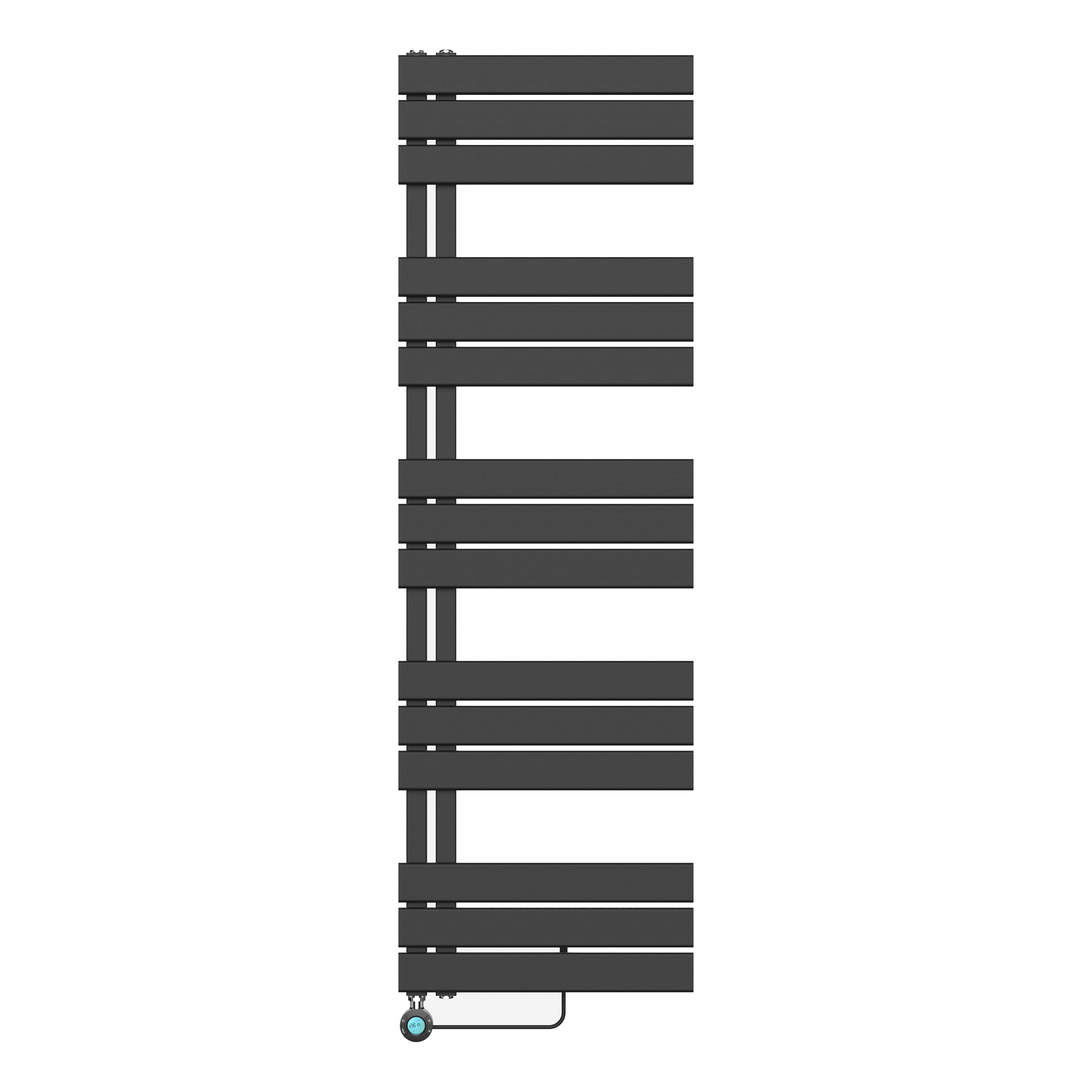 BELRAD SÈCHE-SERVIETTES ÉLECTRIQUE – AVEC THERMOSTAT NUMÉRIQUE PROGRAMMABLE – RACCORD À GAUCHE – 755W – 1600X500 MM – NOIR MAT