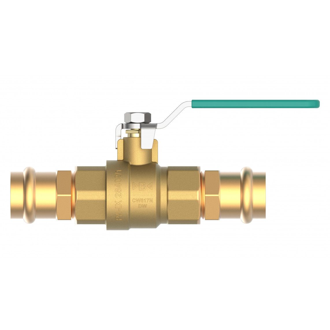 988630255 Ball valve, brass, 22 mm x 22 mm, with copper press connection vue 2