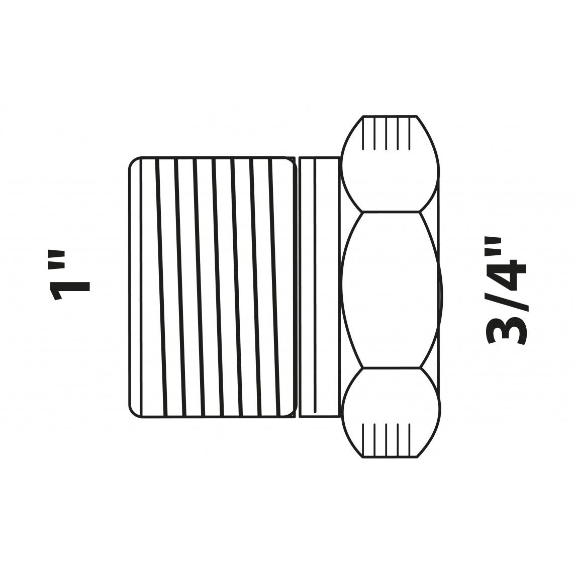988950413 BR verloopstuk, blanco, 1"BU x 3/4"BI, (3241) vue 2