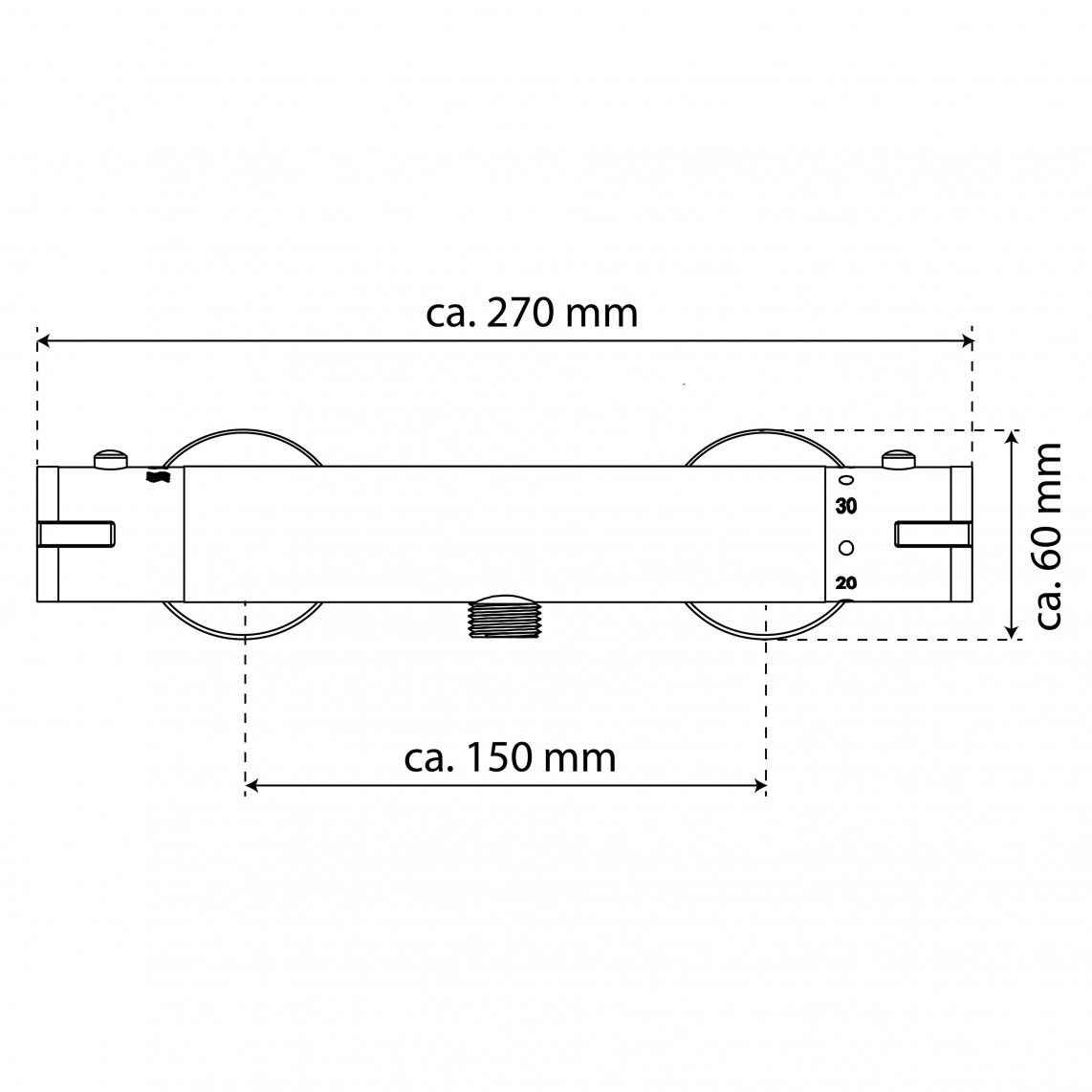 CLT168ACR CLAUDIO Thermostatische douchekraan, chroom vue 2