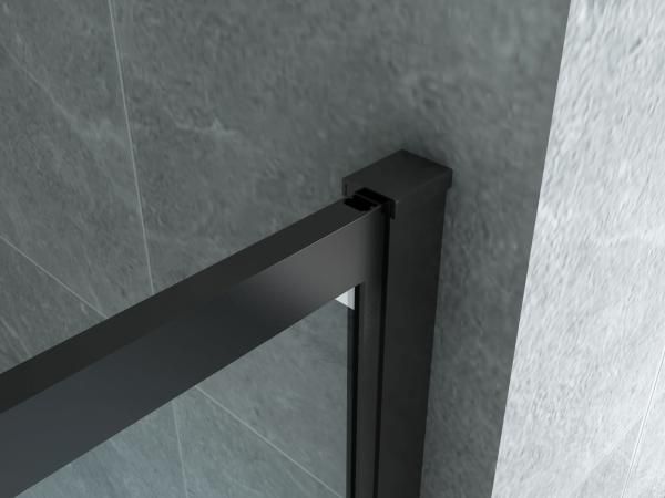 ALONI DOUCHE À L’ITALIENNE AVEC DÉCOR GRILLE - 1000X2000MM - NOIR MAT-VERRE CLAIR vue 3