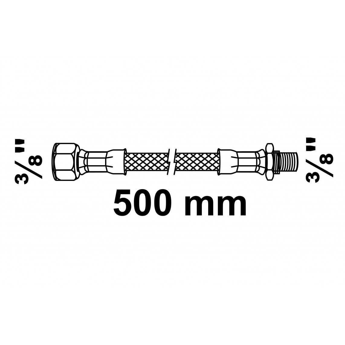 98027886 Flexible connection hose 500 mm, 3/8" male x 3/8" female vue 2