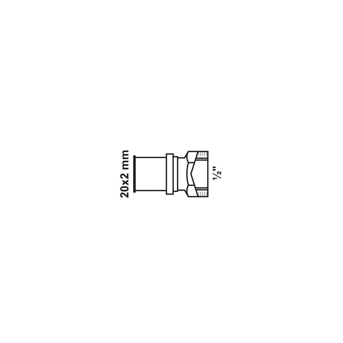 988713255 Transition piece, brass, 20 mm x 1/2" female, press fitting for multilayer pipe vue 4