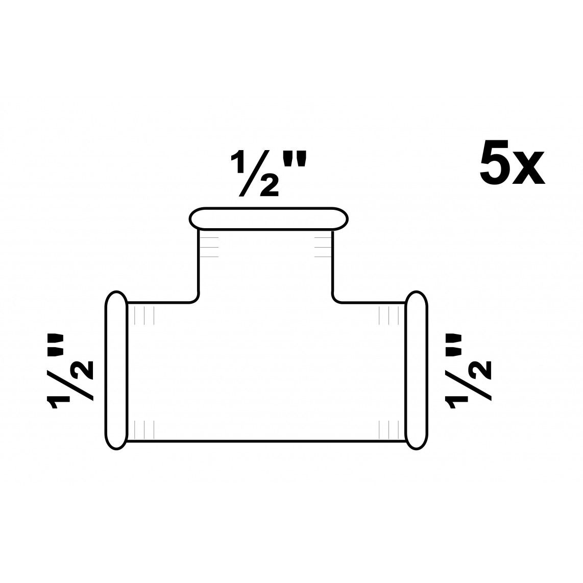 989731060 GI T-stuk, gegalvaniseerd, 1/2"BI, (130) (5x) vue 2