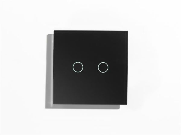 Bouton - poussoir verre Noir, fingerprint - proof touch, 2 boutons avec Led RGB