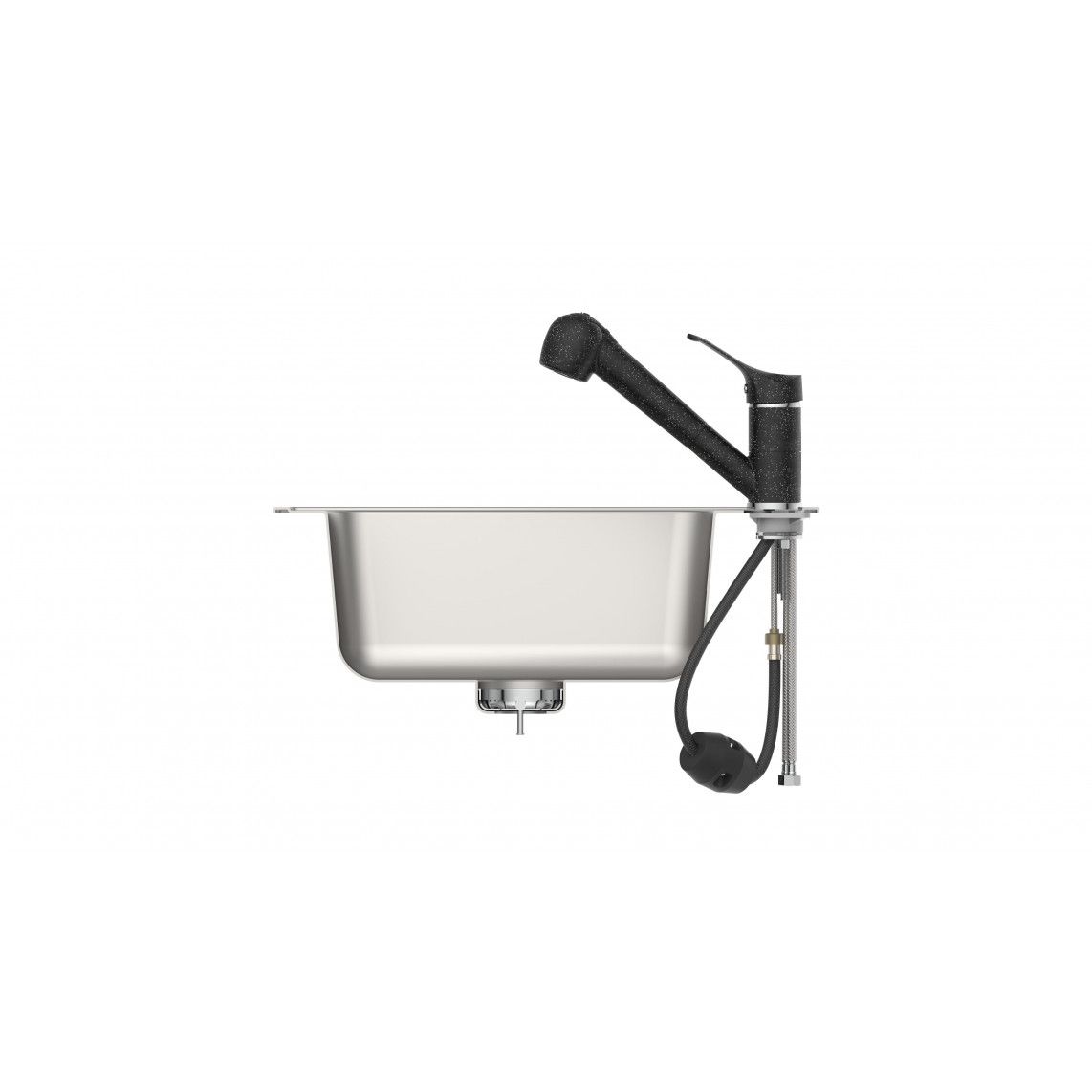 NI183SMCR GRANIT Sink mixer, granite black/chrome, with pull-out sprayer vue 9