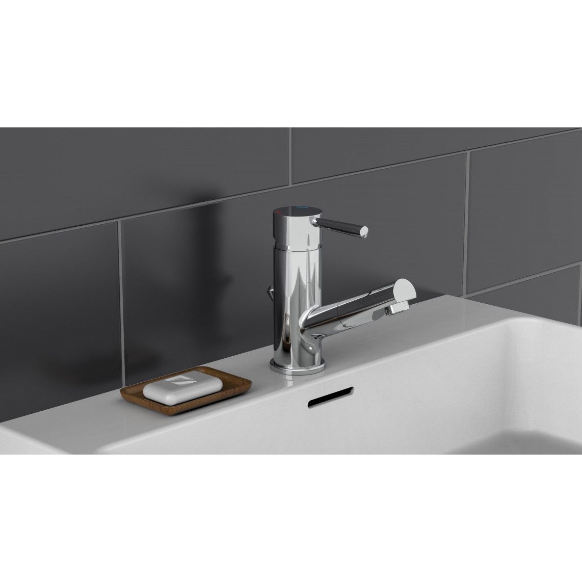 20150 CORNWALL Wash basin mixer, chrome, with pull-out sprayer vue 4