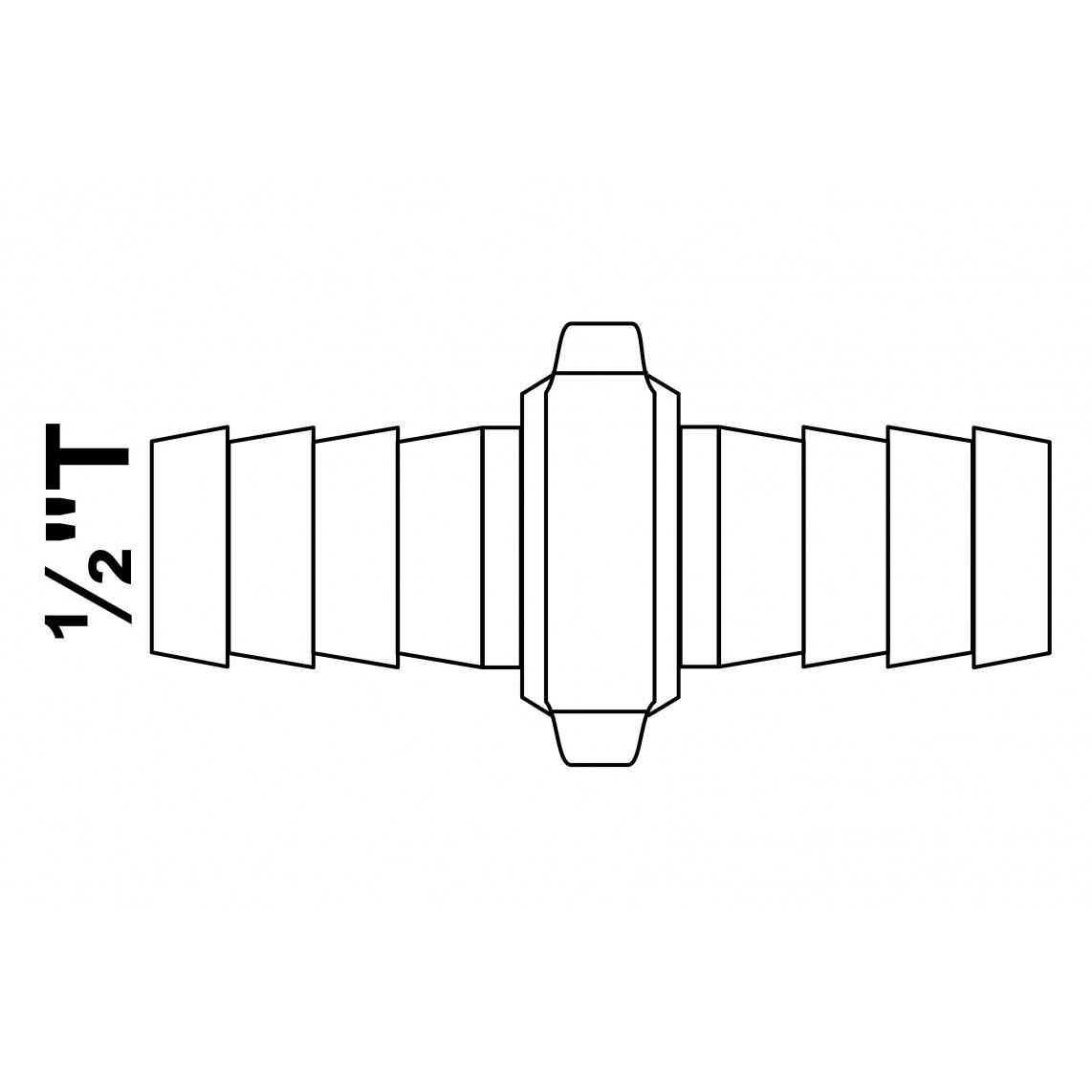 987386148 MS slang verbindingsstuk, blanco, 1/2"T x 3/4"M x 1/2"T, 3-delig vue 2