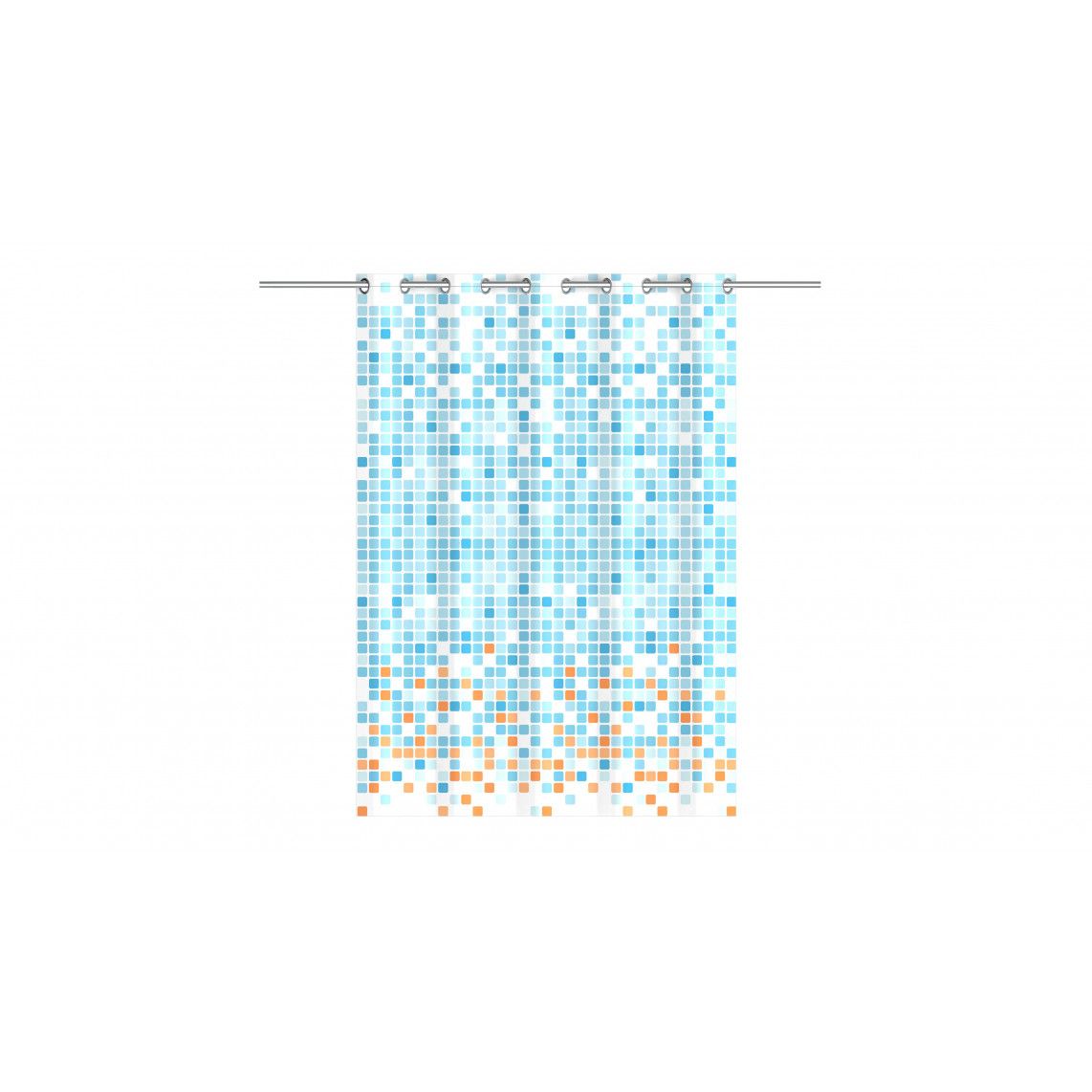 BA0402 Shower curtain, mosaic blue/orange vue 2