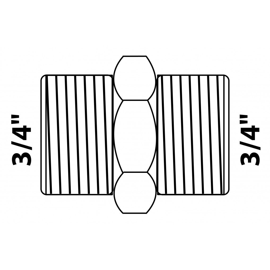 989343355 Hexagon double nipple, brass, 3/4" male vue 2