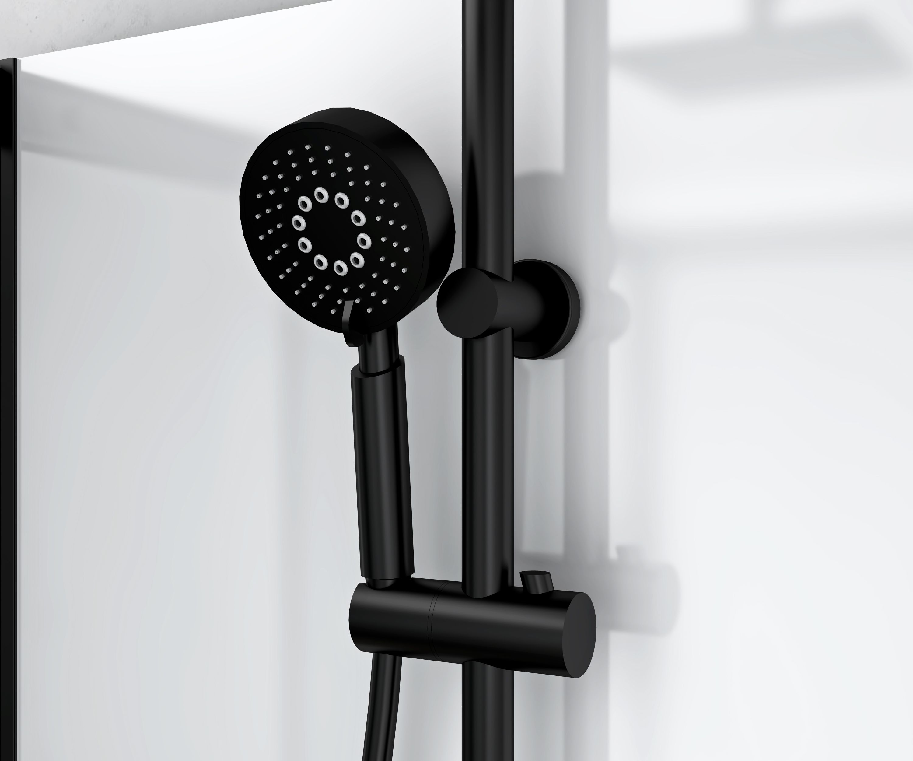 RIMO CABINE DE DOUCHE COMPLÈTE AVEC PORTE PIVOTANTE - RÉVERSIBLE - 80X215X80 CM - NOIR MAT - VERRE CLAIR vue 4