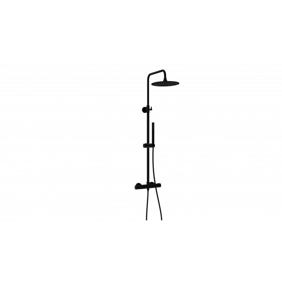 60074 AQUADUCT Overhead shower set, black matt, with thermostatic mixer vue 2