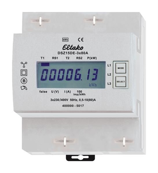 Compteur d'énergie électronique 3 phases 3 x 80A non étalonné