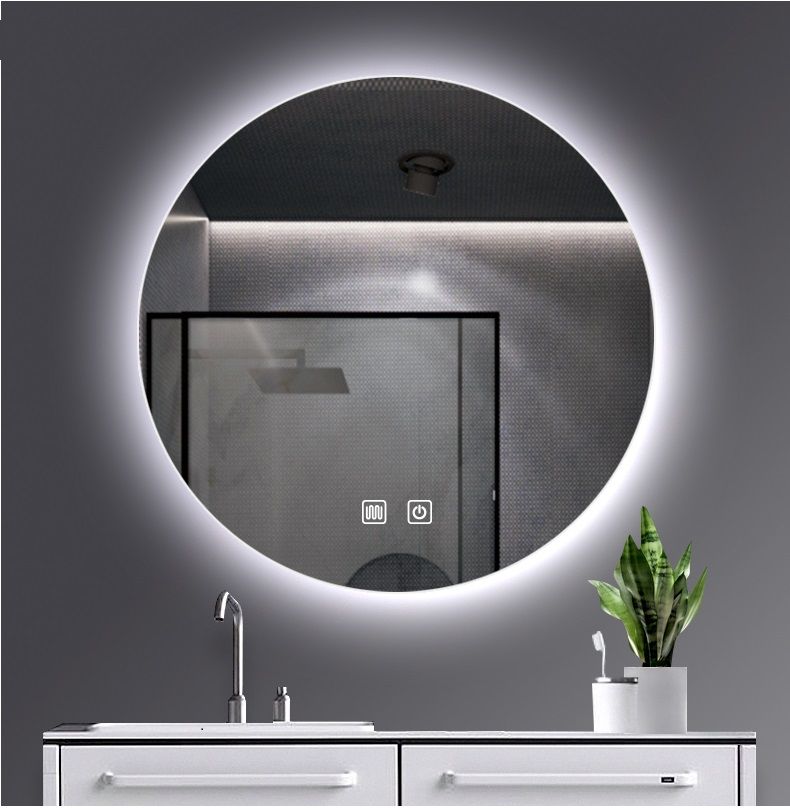 Aloni Omega Miroir - Avec Éclairage LED - Rond - Sans Cadre - Avec Chauffage - Température DE Couleur LED 3500-6500K - 60CM