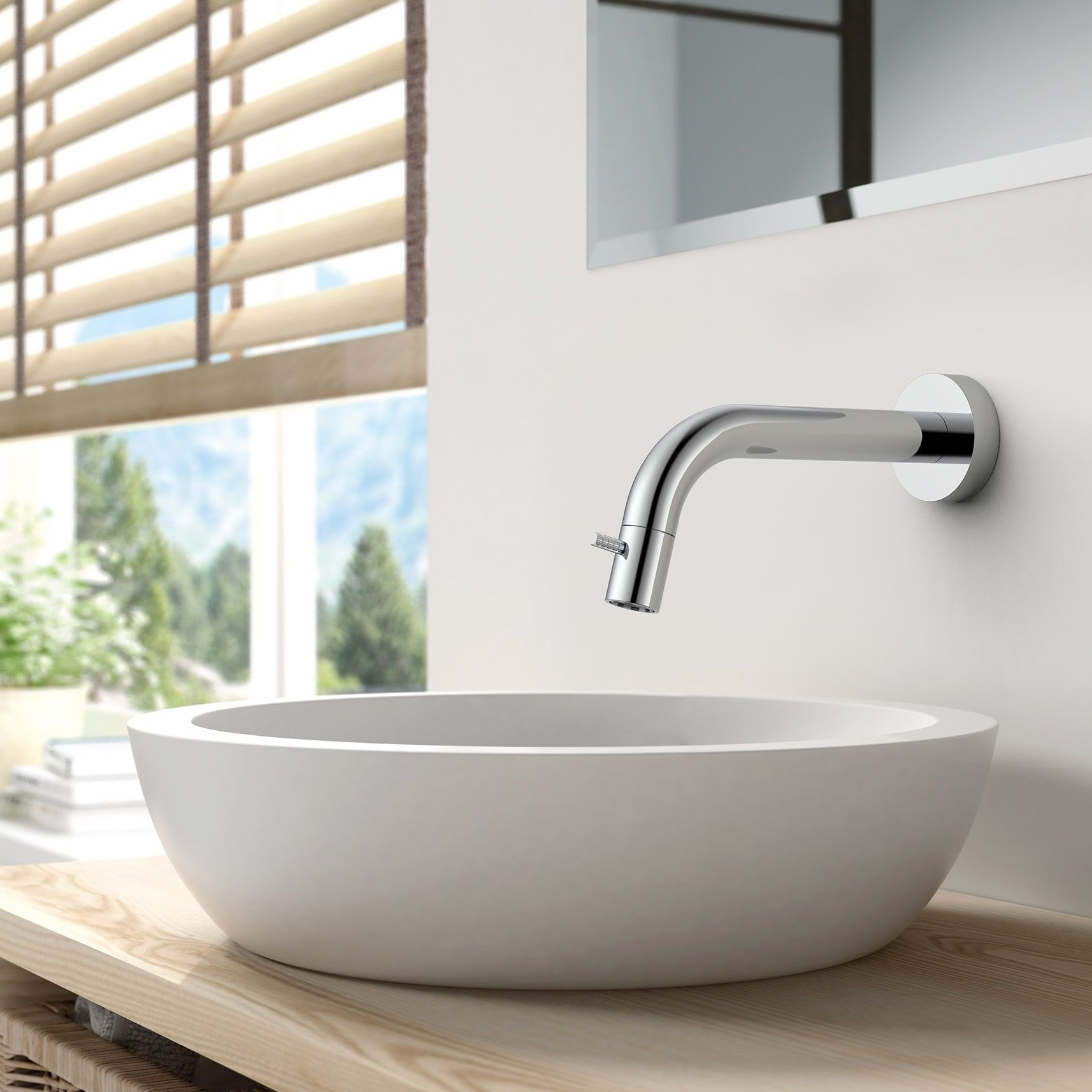 STRIA ROBINET EAU FROIDE – MONTAGE MURAL – RACCOURCISSABLE – BOUTON AVEC STRUCTURE STRIÉE RAFFINÉE – SANS BONDE – CHROME vue 2