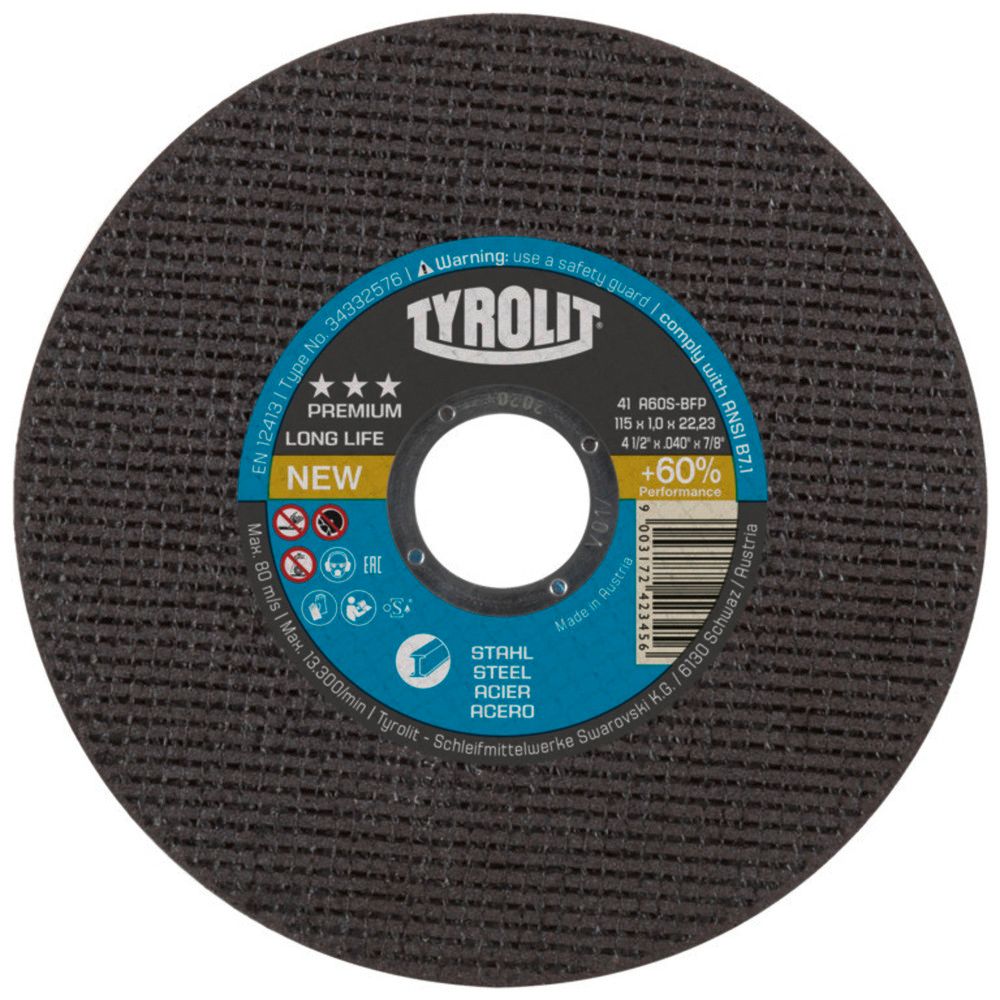 Tyrolit Premium Disque À Tronçonner Longlife Pour Acier D125×1.0
