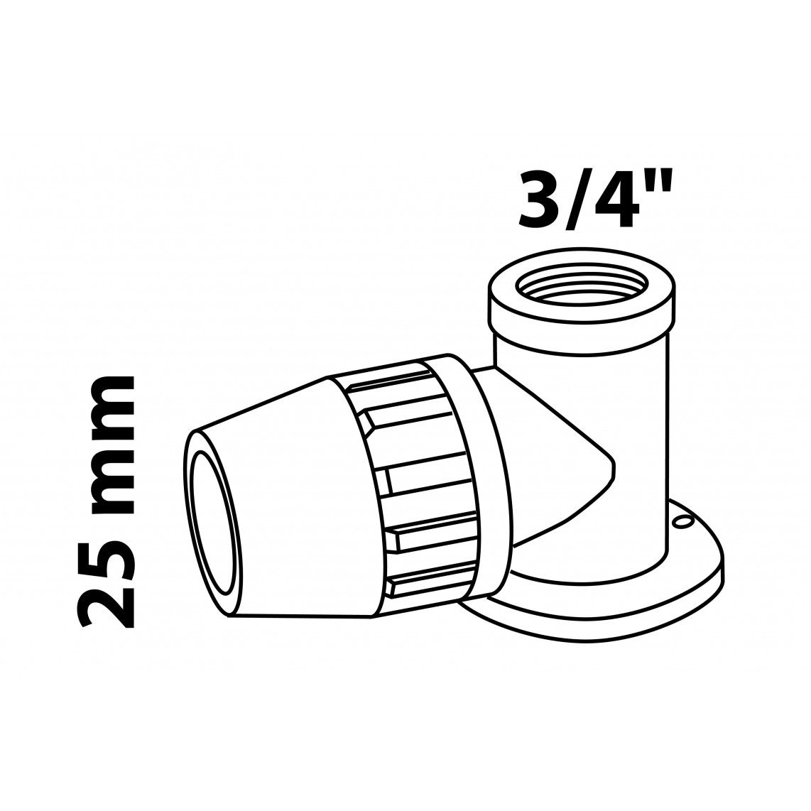 984842917 PP wandplaat, 25 mm x 3/4"BI, knelfitting voor tyleen/socarex vue 4