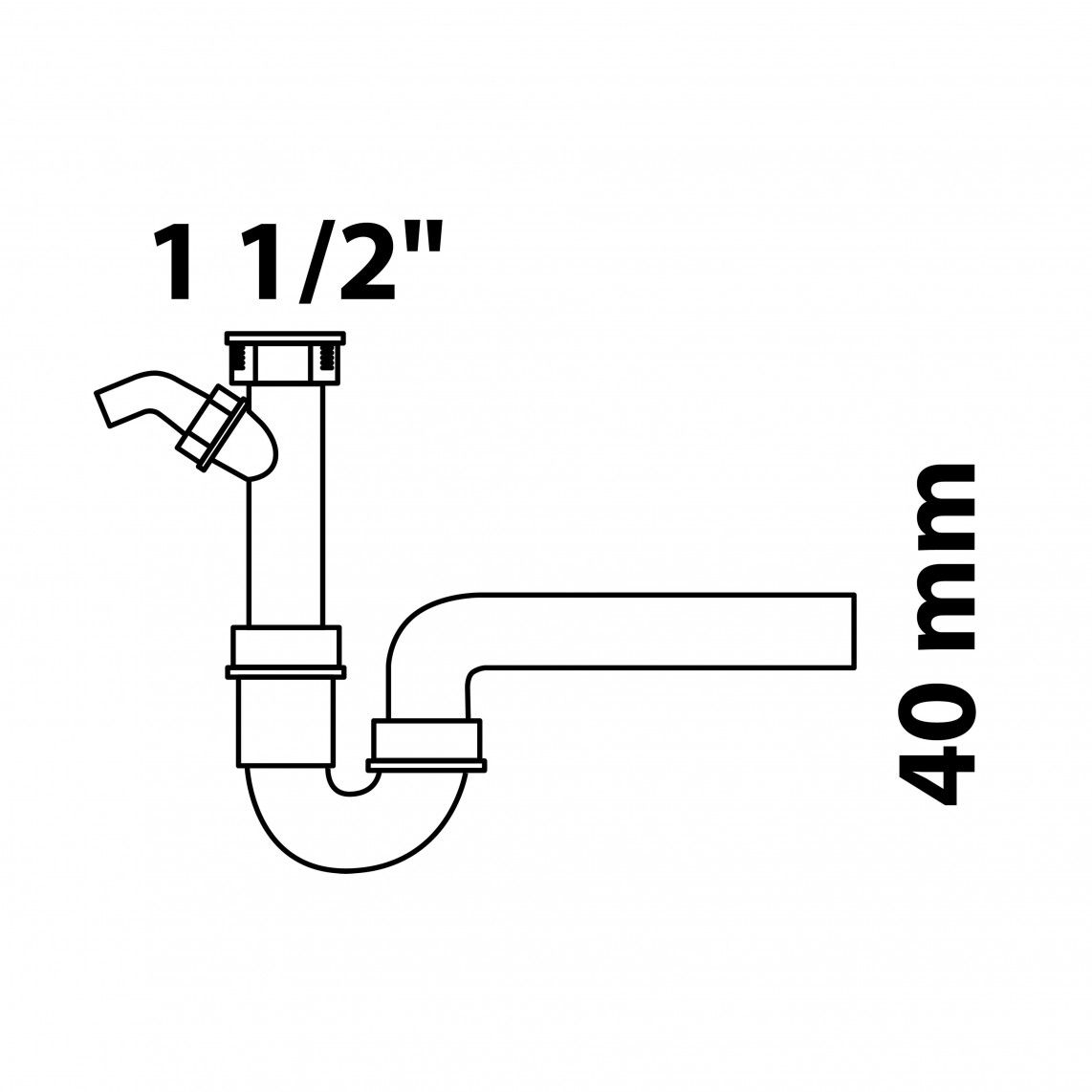 98831349 ECO-SAVE Sink tubular trap, plastic, white, 1 1/2" female x 40 mm, with 3/4" device connection vue 9