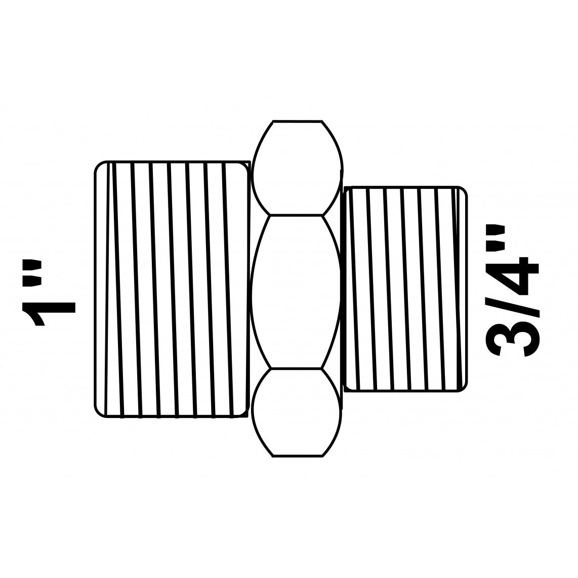 989355355 MS dubbele verloopnippel, blanco, 1"BU x 3/4"BU, vue 2