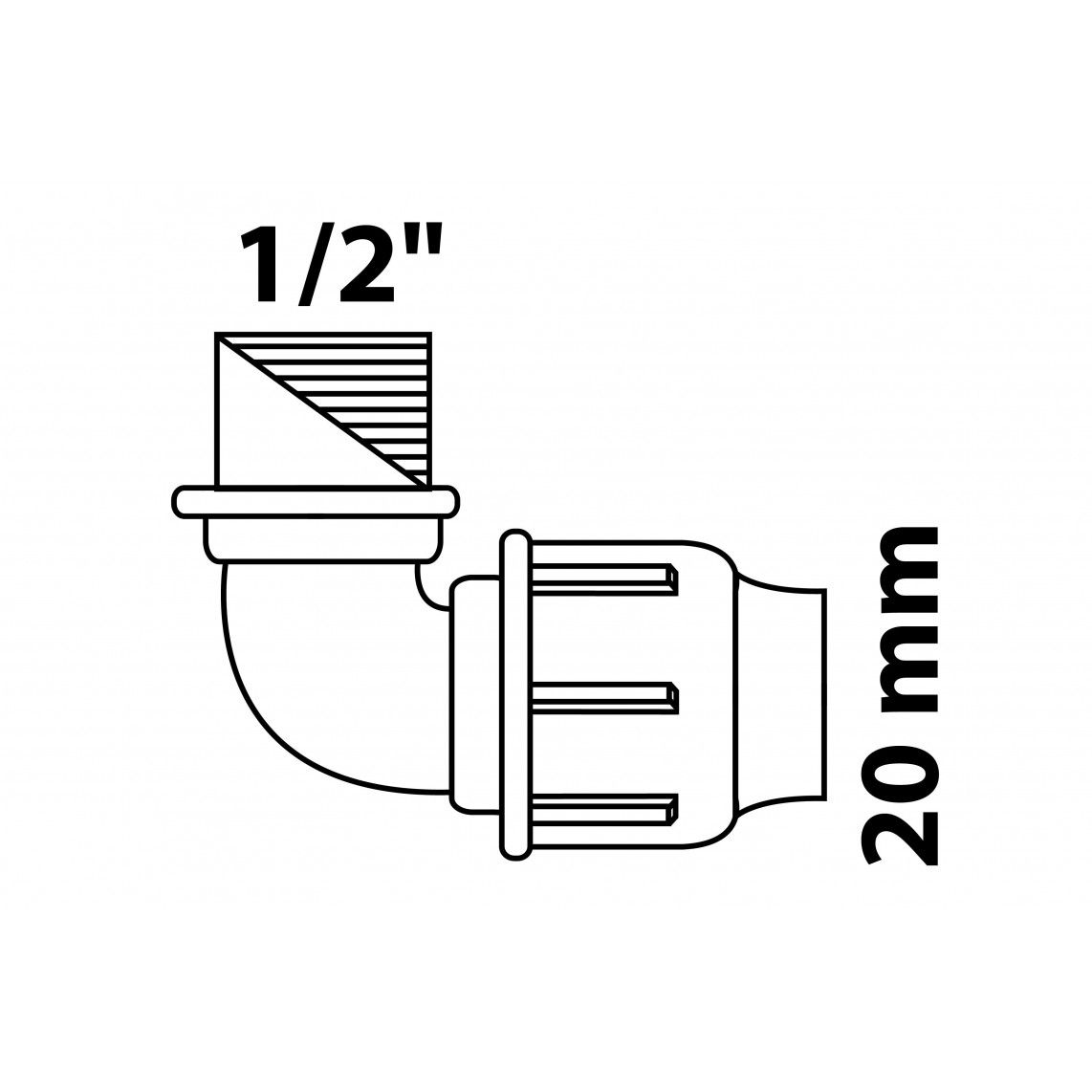 984846117 PP knie 90°, 20 mm x 1/2"BI, knelfitting voor tyleen/socarex vue 4
