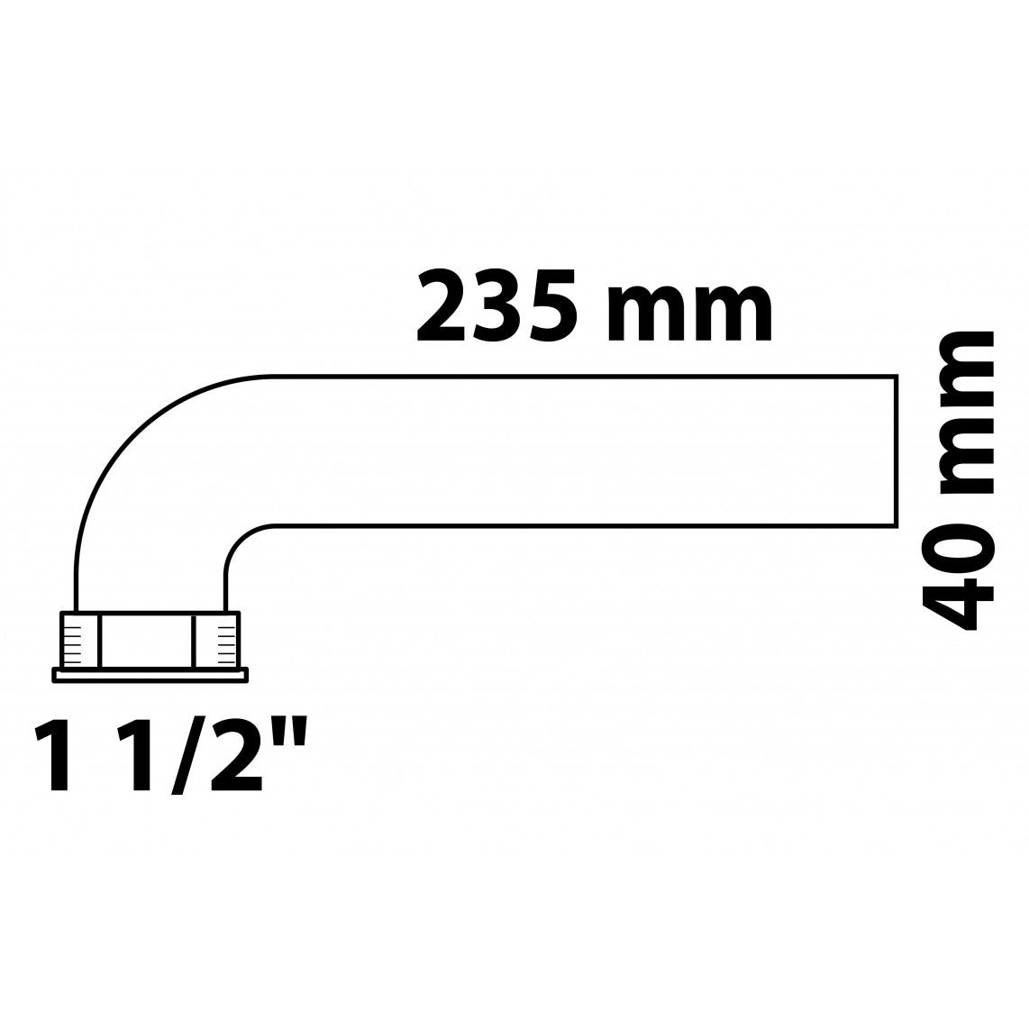 98837448 KS afvoerbocht, wit, 1 1/2"BI x 235 mm x 40 mm vue 6