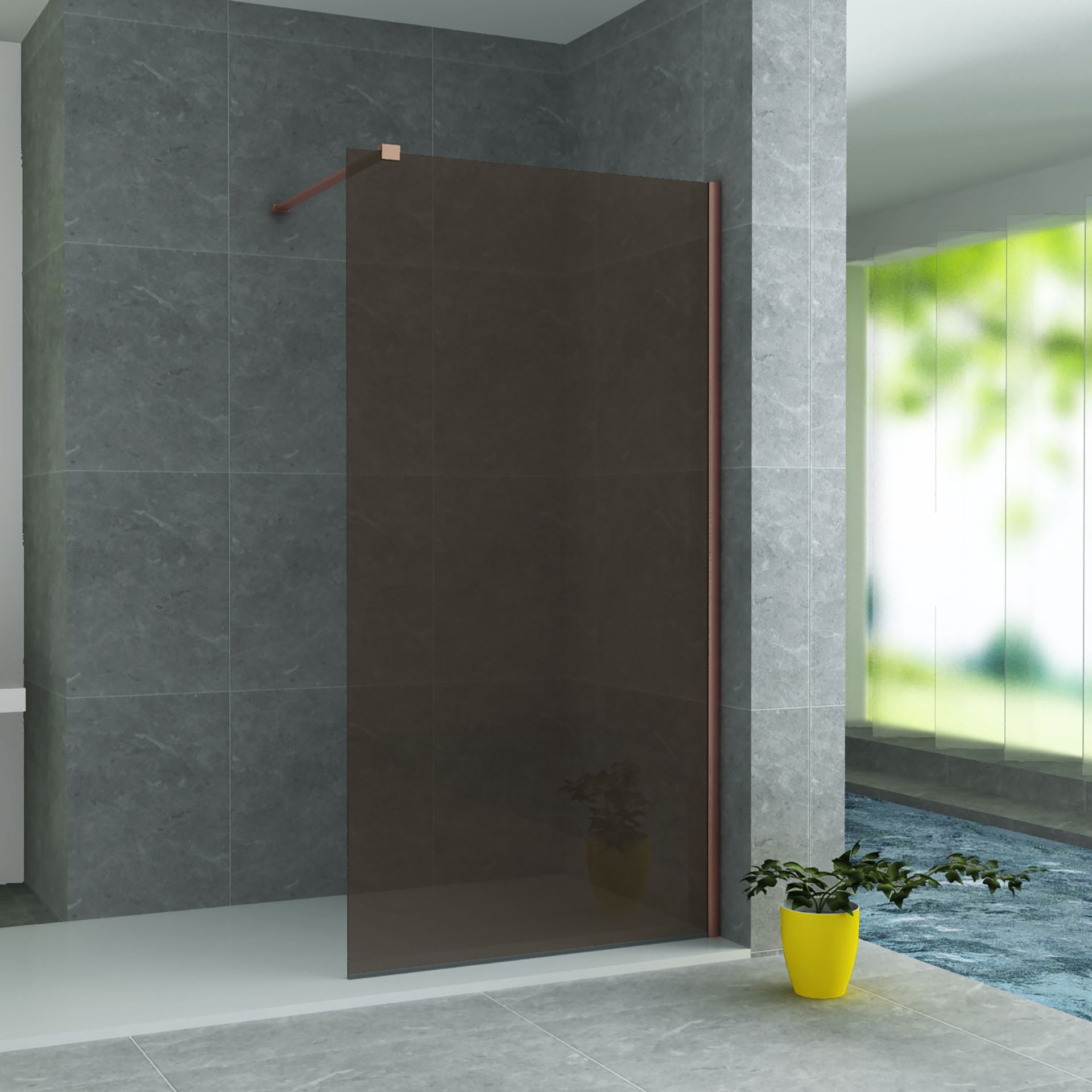 ALONI DOUCHE À L’ITALIENNE - 800X2000MM - CUIVRE BROSSÉ-VERRE CHAMPAGNE vue 2