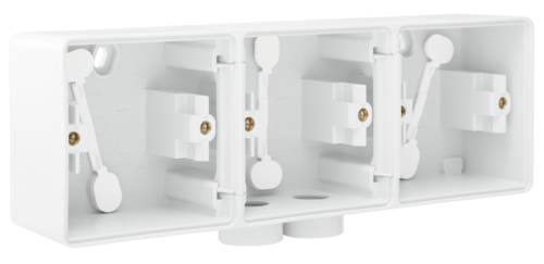 Triple boîte en saillie horizontal étanche aux projections d'eau avec une entrée M20 double pour trois fonctions, couleur blanc