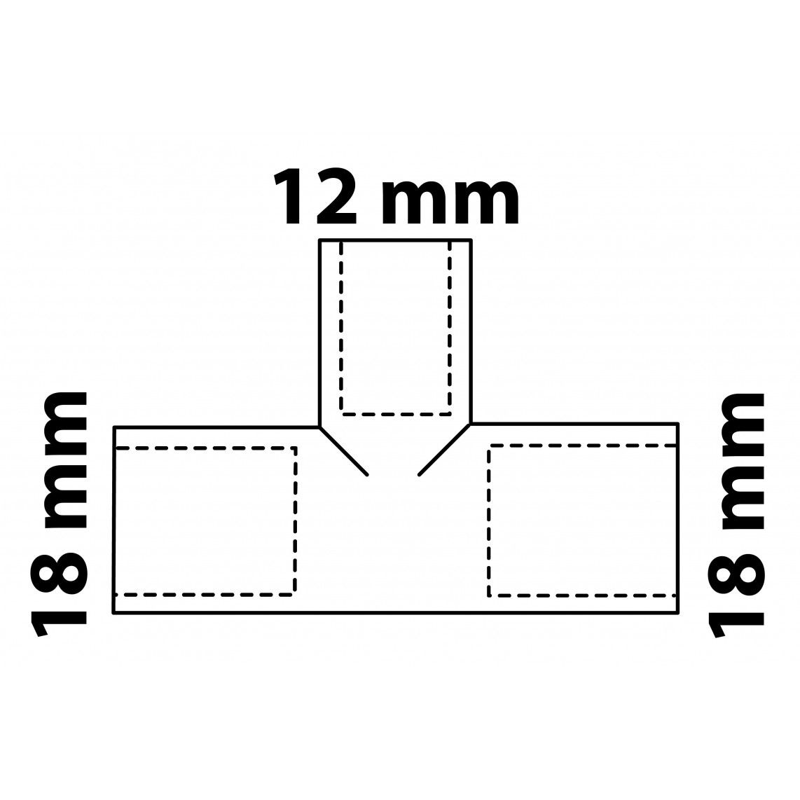 989276055 Tee reducer piece, copper solder fitting, 18 mm x 12 mm x 18 mm, 3 sockets vue 3