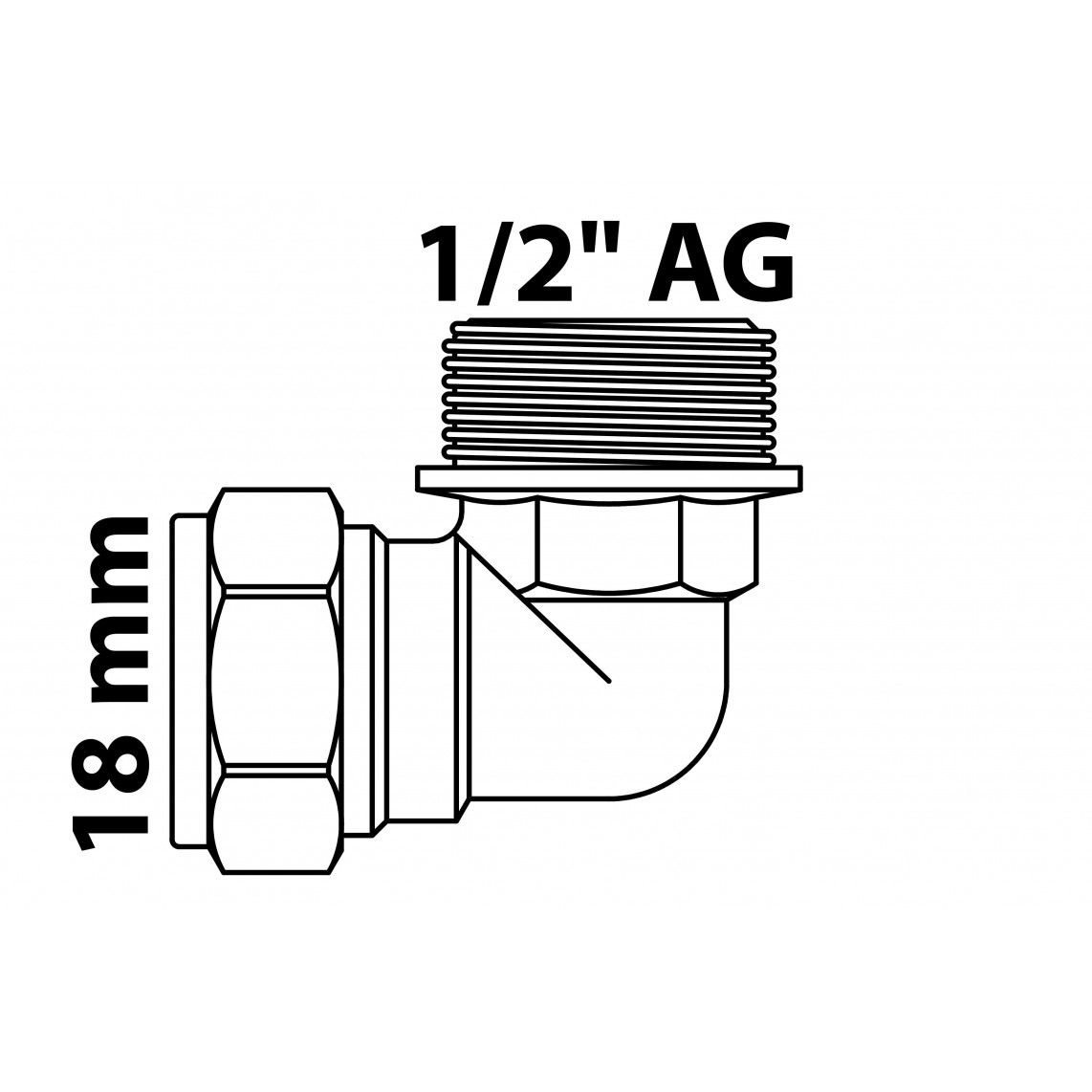 989452317 Brass angle 90°, brass, 18 mm x 1/2" male, clamp fitting for copper pipe vue 5