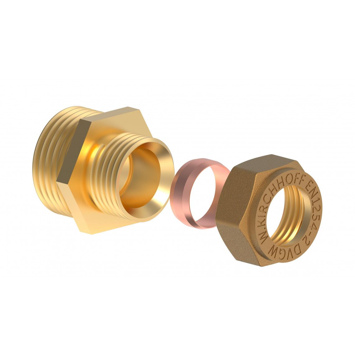 989457517 MS overgangsstuk, blanco, 15 mm x 3/4"BU, knelfitting voor koperen buis, vue 3