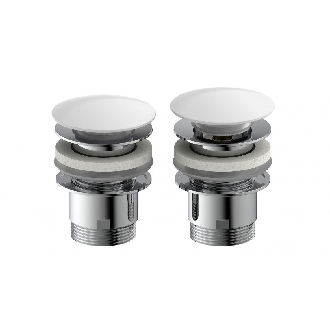 98807410 Design-drain valve, cap, white, 1 1/4" x 65 mm, with overflow vue 5